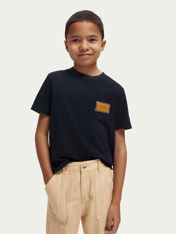 Scotch & Soda Tmavomodré chlapčenské tričko s potlačou Scotch & Soda