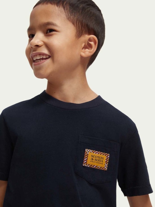 Scotch & Soda Tmavomodré chlapčenské tričko s potlačou Scotch & Soda