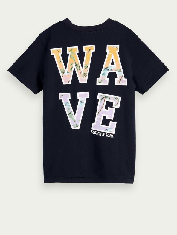 Scotch & Soda Tmavomodré chlapčenské tričko s potlačou Scotch & Soda