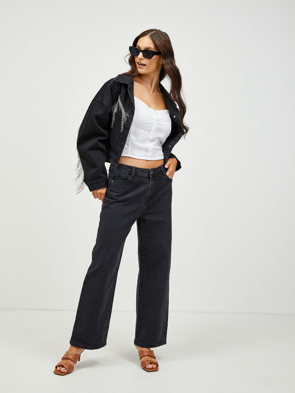 CAMAIEU Biele vzorované skrátené tielko CAMAIEU