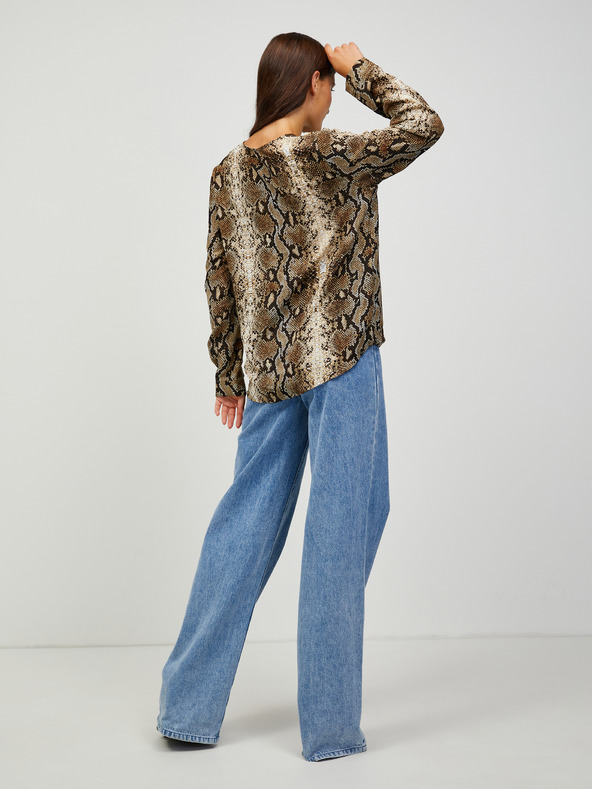 CAMAIEU Hnedá vzorovaná blúzka CAMAIEU