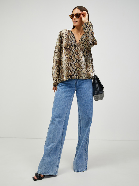 CAMAIEU Hnedá vzorovaná blúzka CAMAIEU