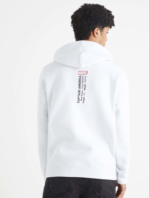 Celio Biela pánska mikina Celio Captain America s potlačou