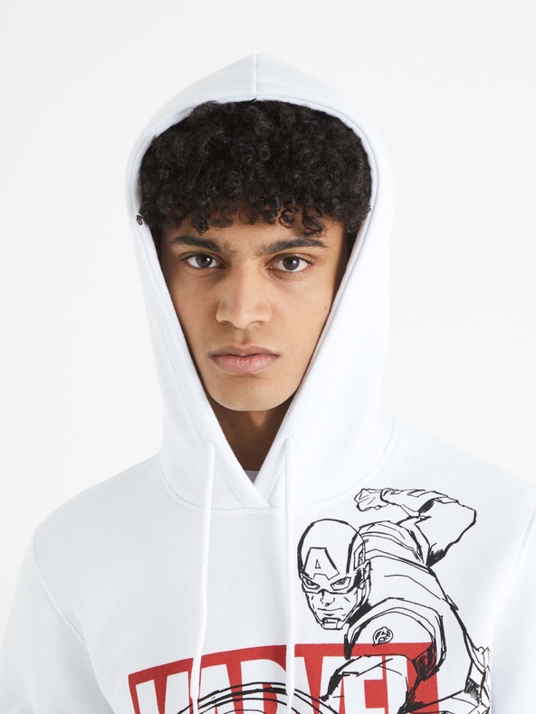 Celio Biela pánska mikina Celio Captain America s potlačou