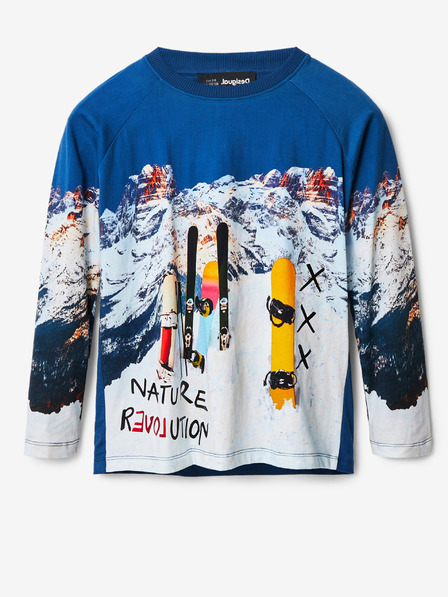 Desigual Modré chlapčenské vzorované tričko Desigual Javier