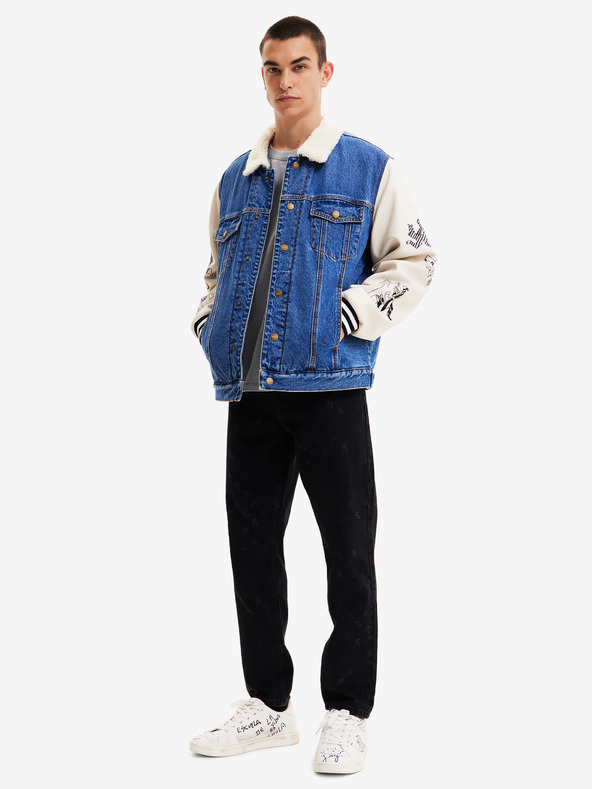 Desigual Bielo-modrá pánska džínsová bunda Desigual Wolf