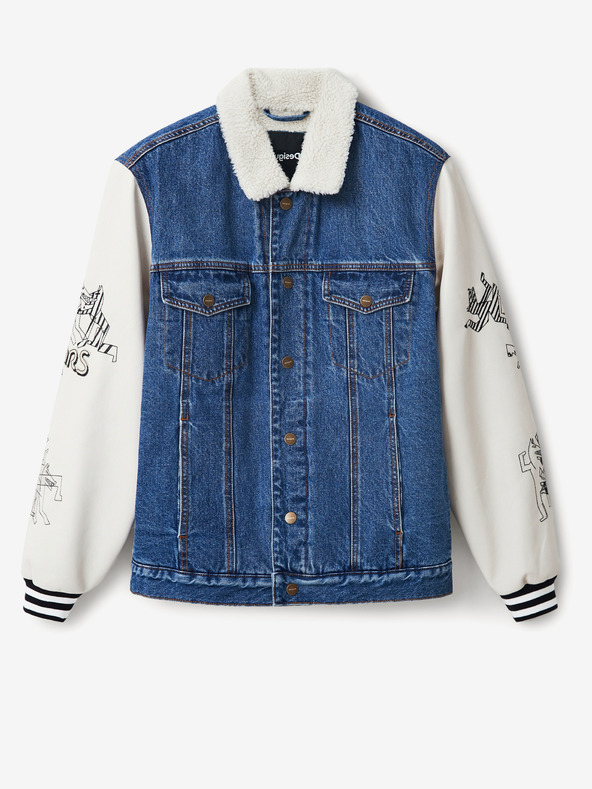 Desigual Bielo-modrá pánska džínsová bunda Desigual Wolf