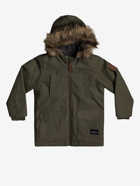 Quiksilver Khaki chlapčenská parka s kapucňou a umelou kožušinou Quiksilver Storm Drop