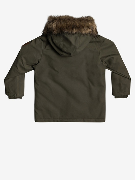Quiksilver Khaki chlapčenská parka s kapucňou a umelou kožušinou Quiksilver Storm Drop