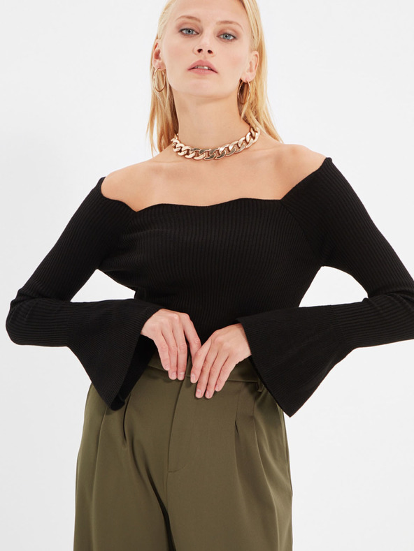 Trendyol Čierny dámsky sveter bez ramien Trendyol