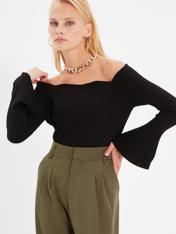 Trendyol Čierny dámsky sveter bez ramien Trendyol