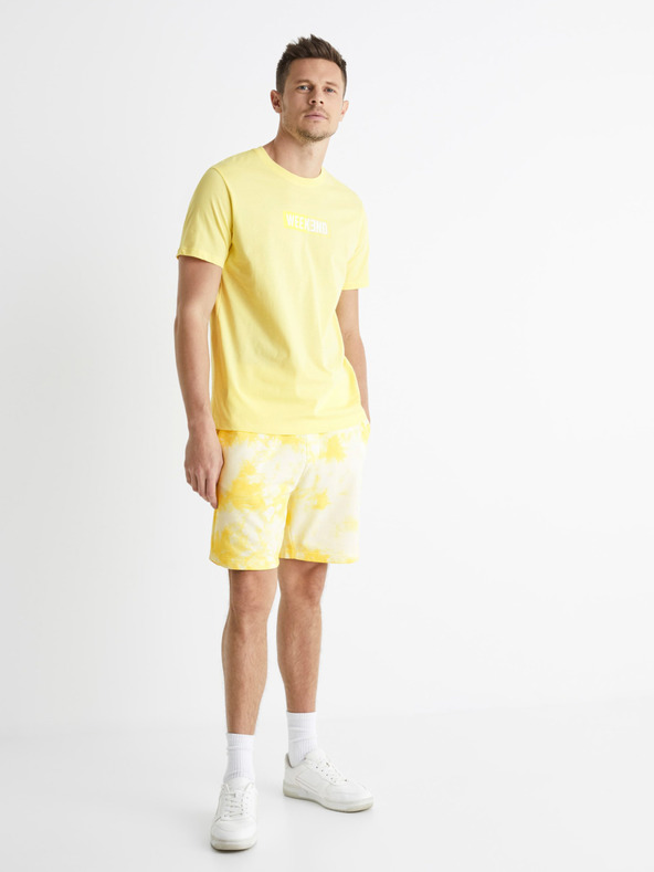 Celio Žlté batikované šortky Celio Botache