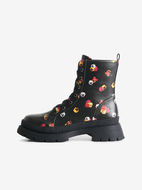 Desigual Čierne dámske členkové topánky Desigual Boot Flowers