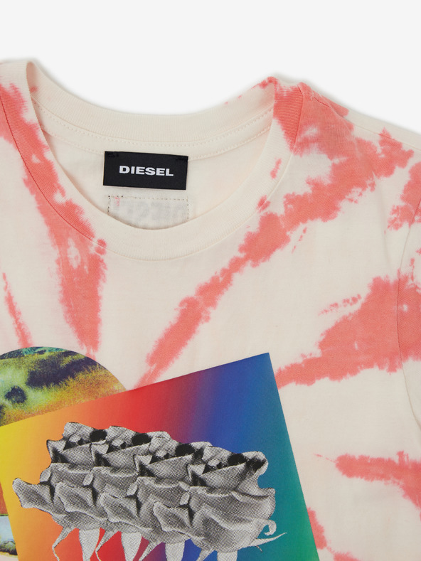 Diesel Ružové a krémové dievčenské vzorované tričko Diesel
