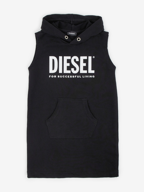 Diesel Čierne dievčenské šaty s kapucňou Diesel