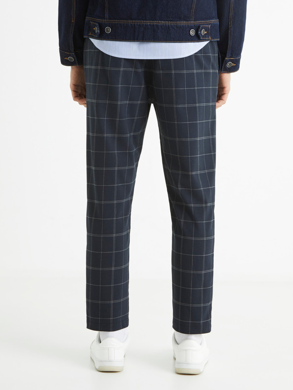 Celio Tmavomodré pánske kárované nohavice Celio