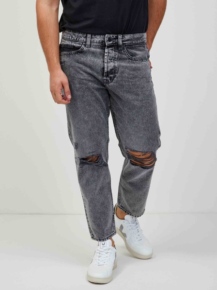 ONLY & SONS Šedé skrátené džínsy rovného strihu s roztrhaným a zúženým efektom ONLY & SONS Avi