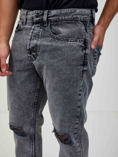 ONLY & SONS Šedé skrátené džínsy rovného strihu s roztrhaným a zúženým efektom ONLY & SONS Avi