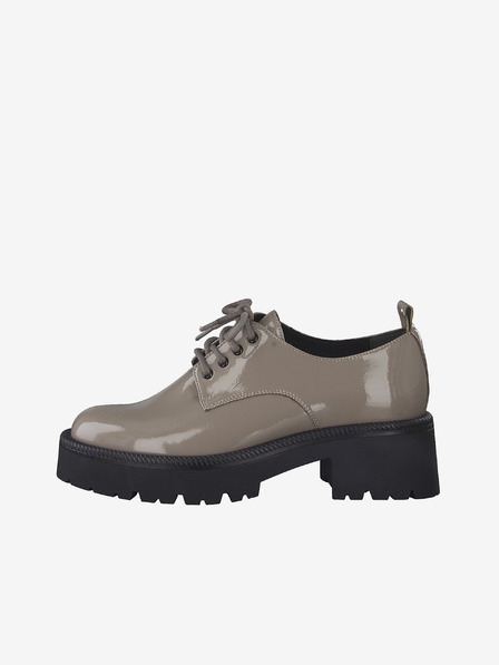 Tamaris Svetlohnedé lesklé topánky na podpätku Tamaris