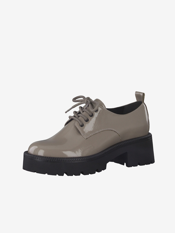 Tamaris Svetlohnedé lesklé topánky na podpätku Tamaris