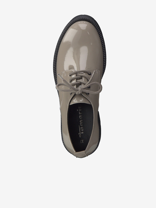 Tamaris Svetlohnedé lesklé topánky na podpätku Tamaris