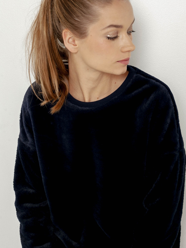 CAMAIEU Tmavomodrá zamatová mikina CAMAIEU