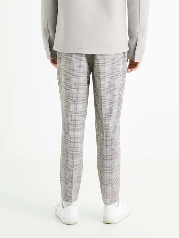 Celio Šedé pánske kárované nohavice Celio 24H Avocheck