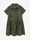 Desigual Khaki dievčenské vzorované šaty Desigual Mickey Camo Flower