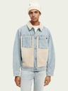 Scotch & Soda Modrá pánska džínsová zateplená bunda Scotch & Soda