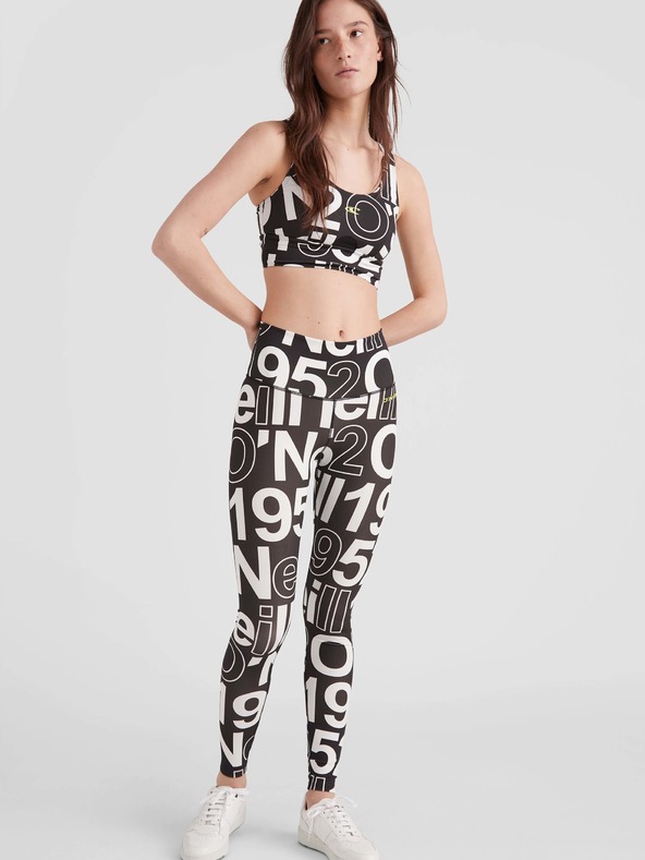 O'Neill Bielo-čierne dámske vzorované športové legíny O'Neill Multi