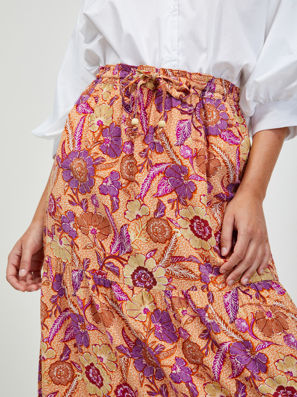 Orsay Oranžová kvetinová maxi sukňa so zaväzovaním ORSAY