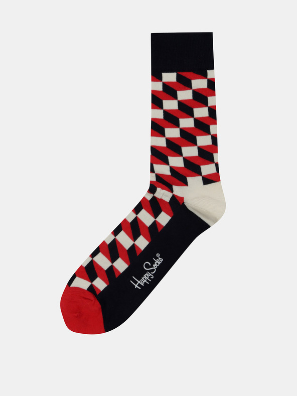 Happy Socks Čierno-červené vzorované ponožky Happy Socks Filled Optic