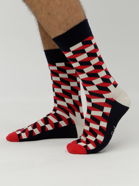 Happy Socks Čierno-červené vzorované ponožky Happy Socks Filled Optic