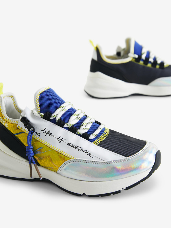 Desigual Desigual žlto-biele dámske tenisky Moon Zipper