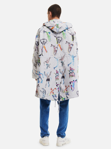 Desigual Svetlosivá pánska vzorovaná parka Desigual Fele s odnímateľnou podšívkou