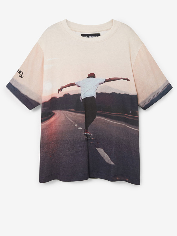 Desigual Svetloružové chlapčenské tričko Desigual Kiwi