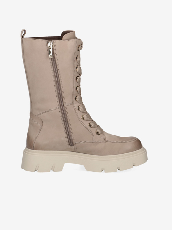 Caprice Béžové dámske zateplené kožené čižmy Caprice