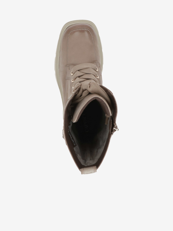 Caprice Béžové dámske zateplené kožené čižmy Caprice