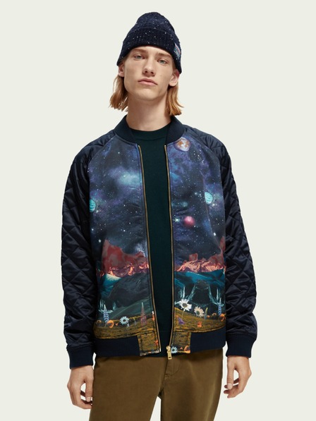 Scotch & Soda Tmavomodrá pánska vzorovaná bunda Scotch & Soda