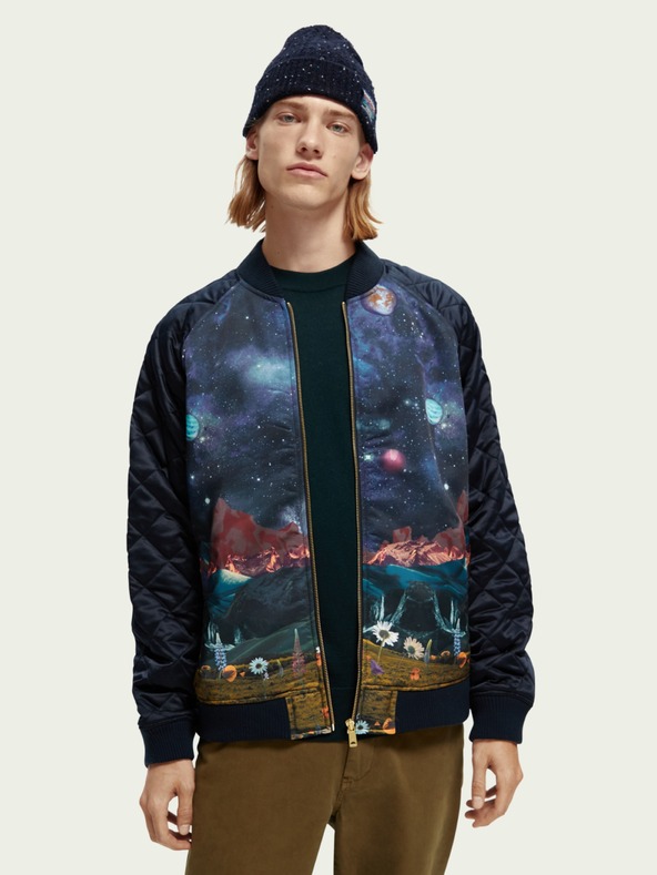 Scotch & Soda Tmavomodrá pánska vzorovaná bunda Scotch & Soda