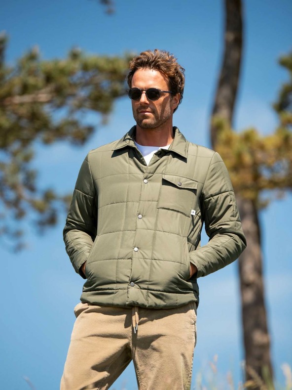 Brakeburn Khaki pánska ľahká košeľová bunda Brakeburn