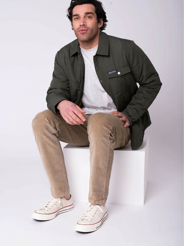 Brakeburn Khaki pánska ľahká košeľová bunda Brakeburn