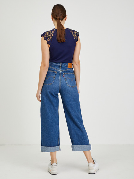 Orsay Tmavomodré dámske tričko s čipkou ORSAY