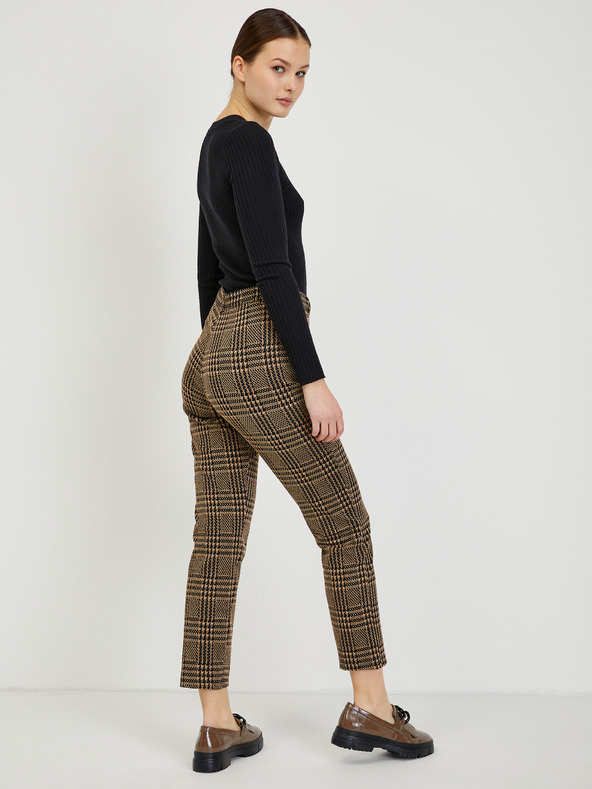 Orsay Hnedé dámske kárované nohavice ORSAY