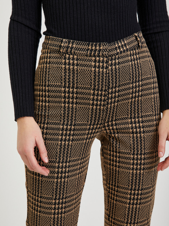 Orsay Hnedé dámske kárované nohavice ORSAY