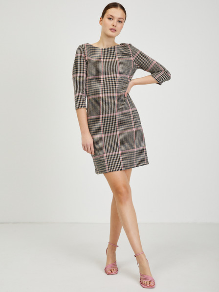 Orsay Ružovo-čierne dámske kockované šaty ORSAY