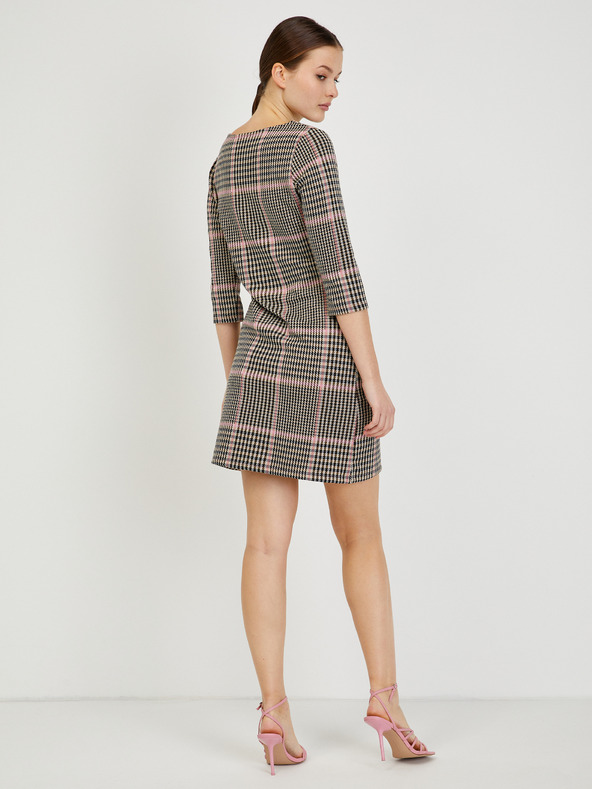 Orsay Ružovo-čierne dámske kockované šaty ORSAY