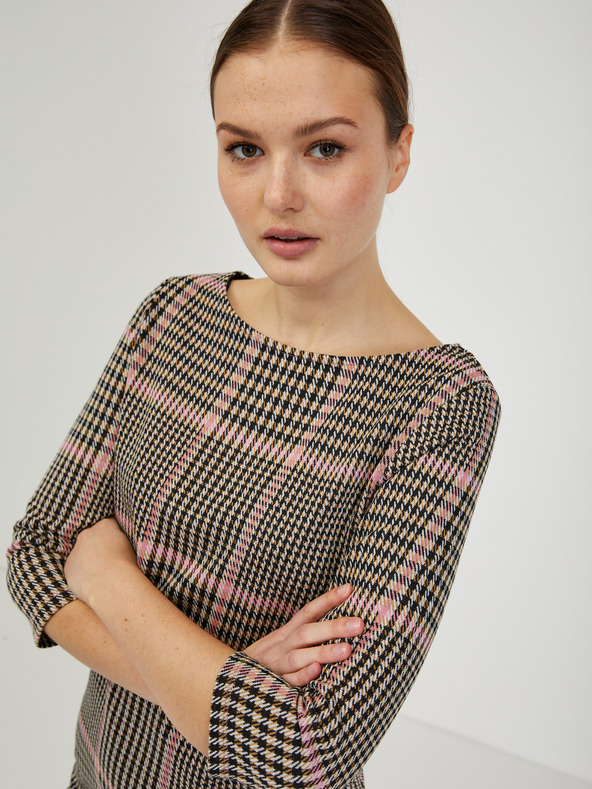 Orsay Ružovo-čierne dámske kockované šaty ORSAY