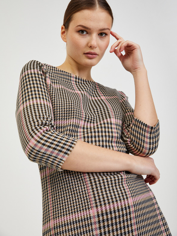 Orsay Ružovo-čierne dámske kockované šaty ORSAY