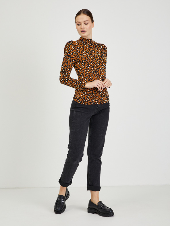 Orsay Hnedé dámske vzorované tričko ORSAY Paisy